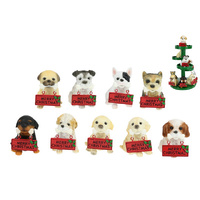 8.5CM DOG WITH CHRISTMAS SIGN 9ASST UN18