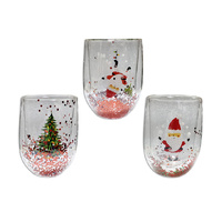 XMAS GLITTER GLASS CUP DOUBLE WALL 3ASST