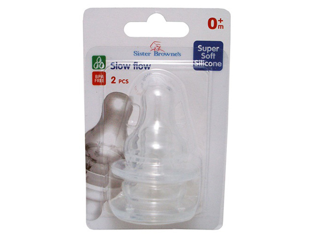 S/BROWNE TEAT SILICONE SLOW FLOW 0-3 2PK