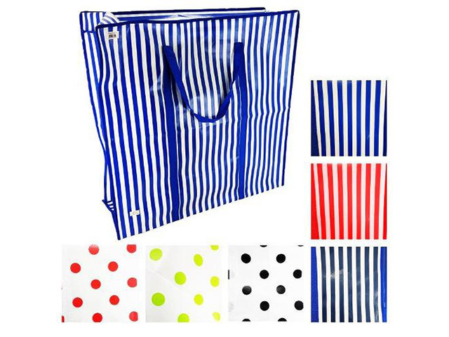 BAGS STRIPE/DOT 70X70X25CM 8ASST SOLD QTY8