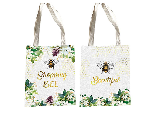 34X37CM BEE YOURSELF TOTE BAG 2ASST QTY 6