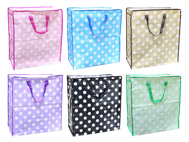 POLKA DOT ZIPPER BAG 64CM X 59CM X20CM SOLD QTY12