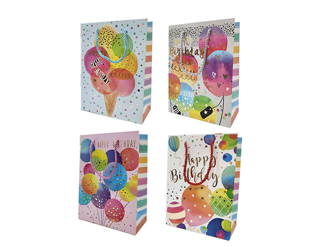 GIFT BAG GLITTER BIRTHDAY BALLOONS 18CM QTY 12