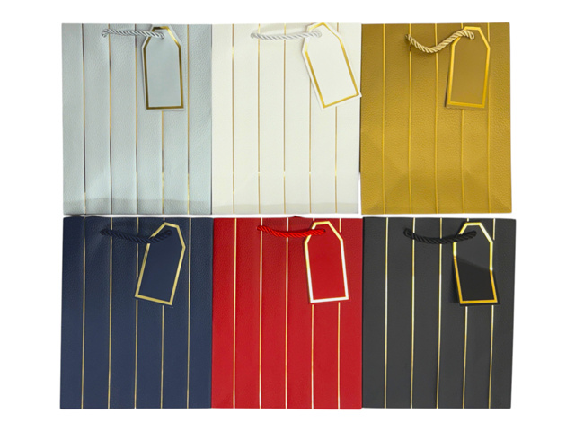 GIFT BAG WITH CARD GOLD LINE 26X32X12CM SOLD QTY12