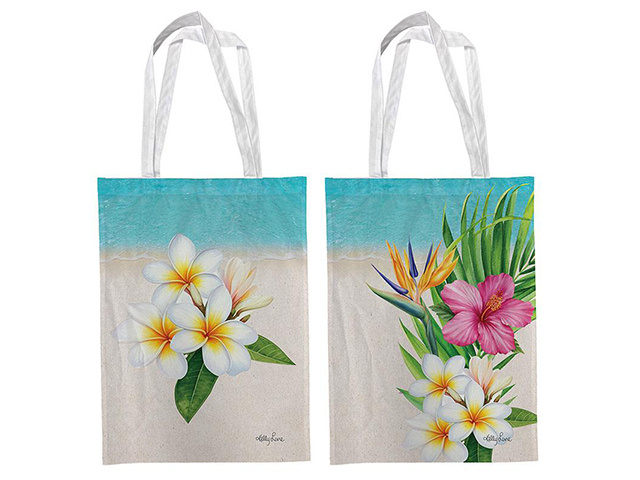 34X37CM FRANGIPANI TOTE BAG 2ASST