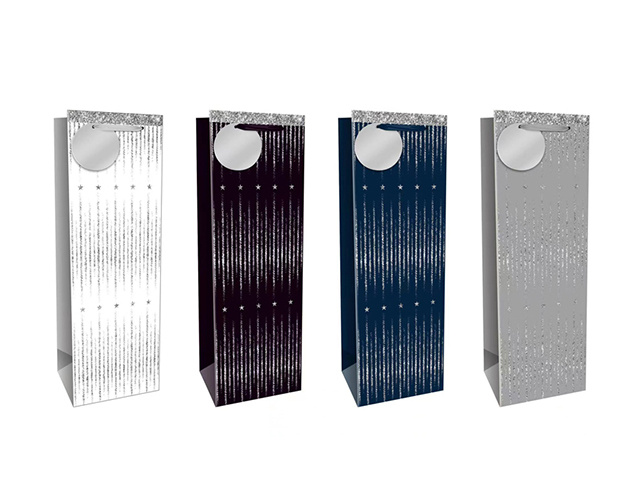 GIFT BAG SILVER GLITTER BOTTLE SOLD QTY12