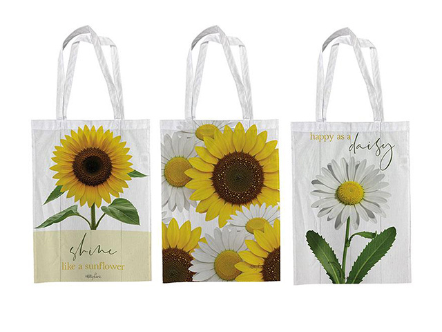 34X48CM SUNFLOWER AND DAISY TOTE BAG 3ASST QTY 6
