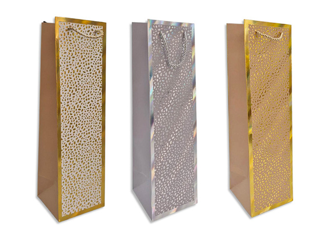 GIFT BAG GOLD STAMPING BOTTLE 38X11CM QTY 12