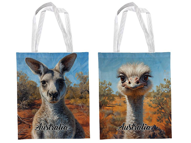34X47CM AUSSIE ANIMAL TOTE BAG 2ASST SOLD QTY6