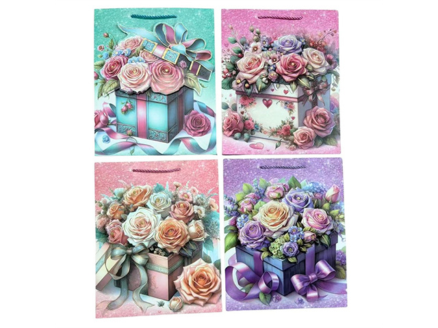 HOT STAMPING GIFT BAG 26X32X10CM 4ASST SOLD QTY12