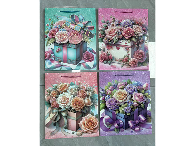 HOT STAMPING GIFT BAG 18X23X10CM 4ASST SOLD QTY12