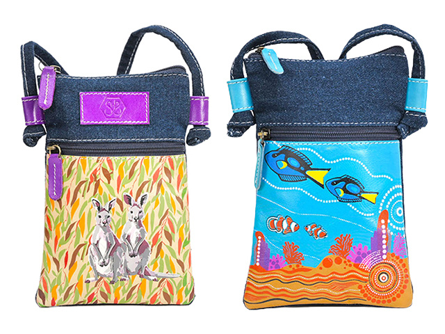 LEATHER DENIM BAG 13X19CM 2ASST