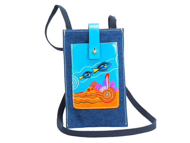 LEATHER DENIM CROSSBODY 20X12.5CM