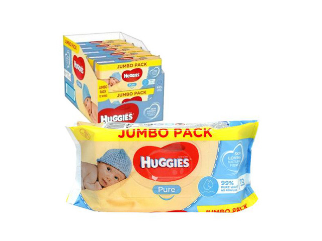HUGGIES BABY WIPE PURE 72PK SOLD QTY10