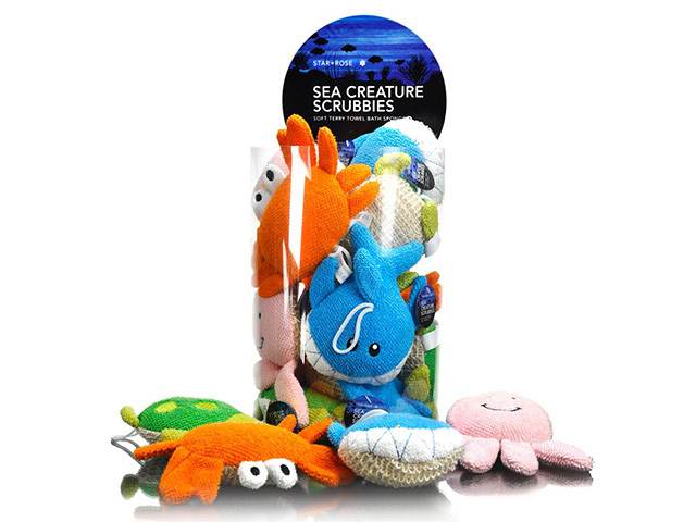 SEA CREATURES BATH SCRUBBIES UN12