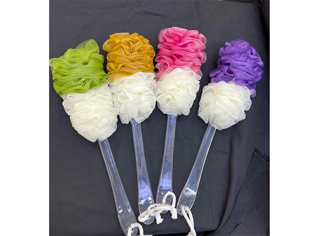 BATH SPONGE LONG HANDLE 42CM 4ASST