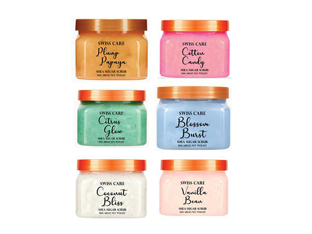 SWISSCARE SHEA SUGAR SCRUB 510G ASST SOLD QTY12