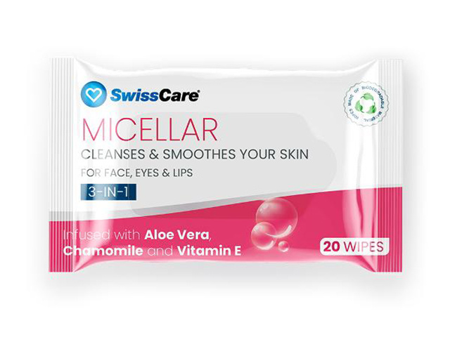 SWISSCARE 3 IN 1 MICELLAR WIPES 2X20PACK UN12