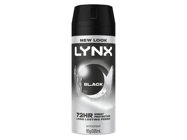 LYNX DEO BLACK 72H 165ML SOLD QTY 6