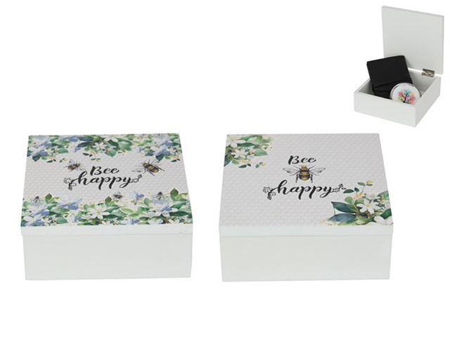 BEE YOURSELF 12X12CM MDF BOX 2ASST