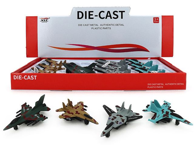 DIE CAST PULLBACK FIGHTER PLANE 12CM 4ASST UN12