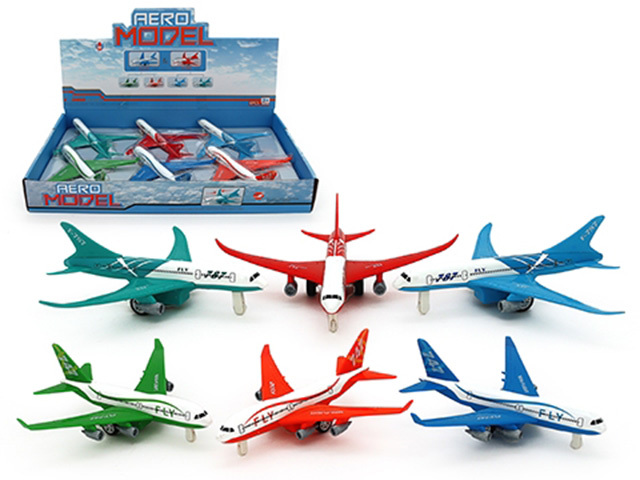 DIE CAST PULLBACK JET PLANE 2ASST 18CM UN6