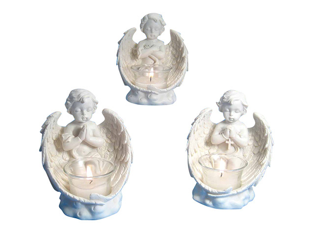 13CM KNEELNG CHERUB T/LGHT 3AST
