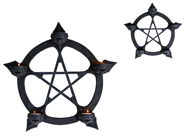 40CM BLACK PENTAGRAM T/LIGHT/INCENSE
