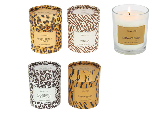 ANIMAL PRINT FRAGRANCE CANDLES 11CM 4ASST