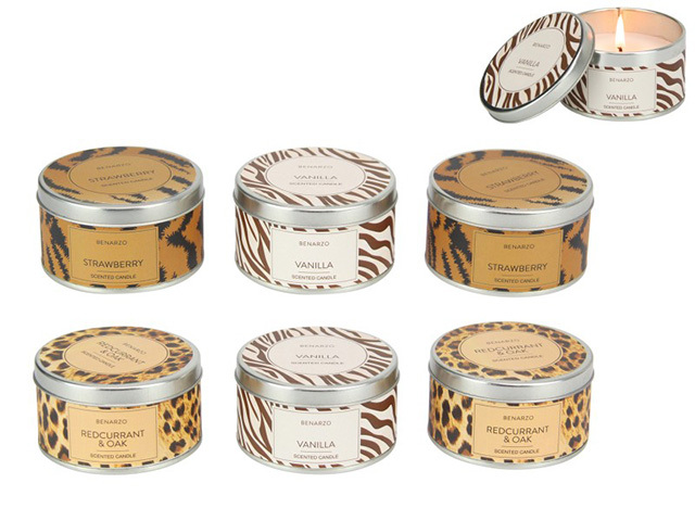 ANIMAL PRINT FRAGRANCE CANDLES 65G 4ASST