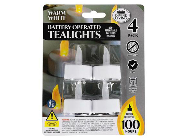 TEALIGHT BATTERY OPERATED PK4