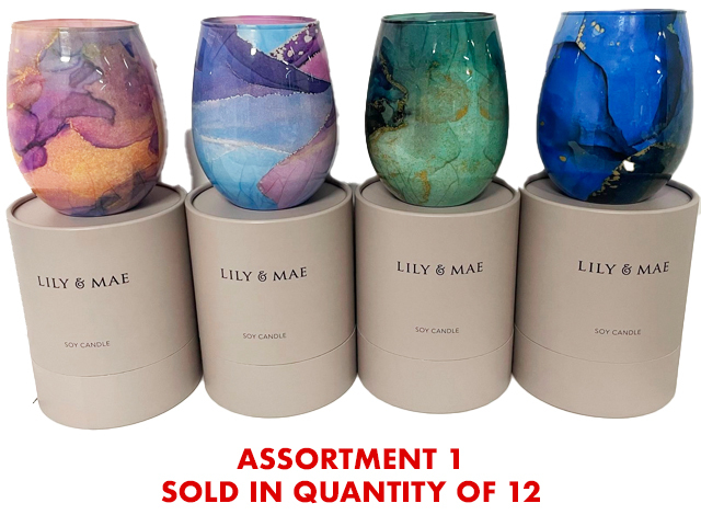 LILY AND MAE CANDLE ASSORTMENT 1 SOLD IN QTY 12