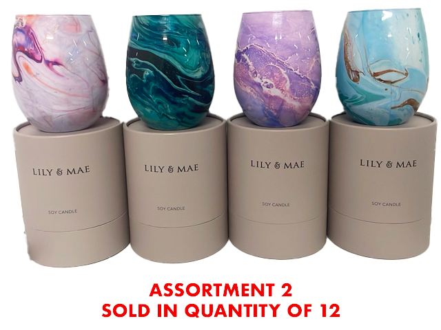 LILY AND MAE CANDLE ASSORTMENT 2 SOLD IN QTY 12
