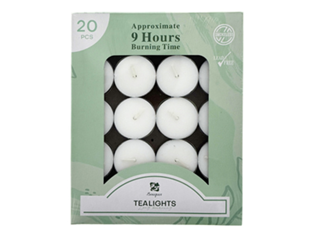 CANDLE TEA LIGHT 9H 20PK