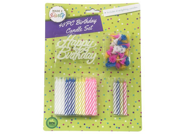 BIRTHDAY CANDLE SET 40PC