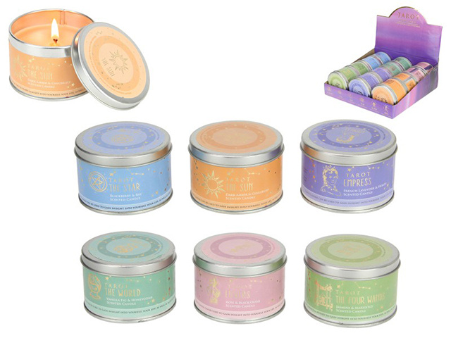 120G TAROT TRAVEL TIN CANDLE 6ASST UN12