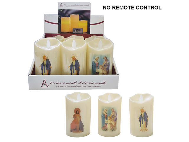 LED CANDLE 7.5X12.5CM RELIGIOUS UN6