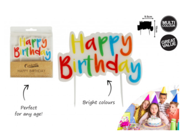 HAPPY BIRTHDAY CANDLE 10X9.5CM SOLD QTY12