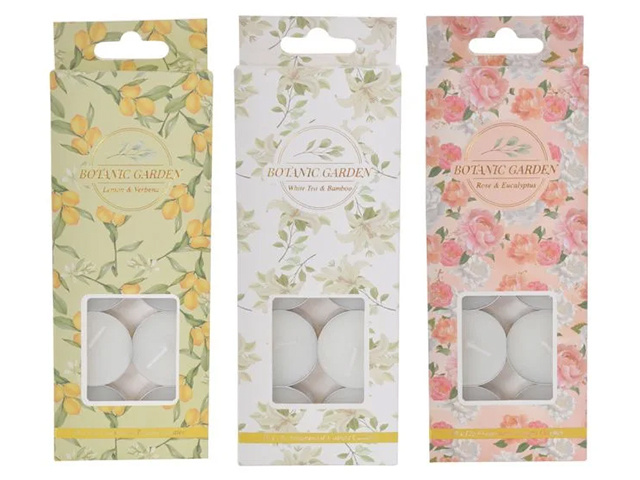 BOTANIC GARDEN TEALIGHT S/10 3ASST SOLD QTY12