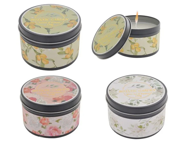 BOTANIC GARDEN TIN CANDLE 3ASST UN12