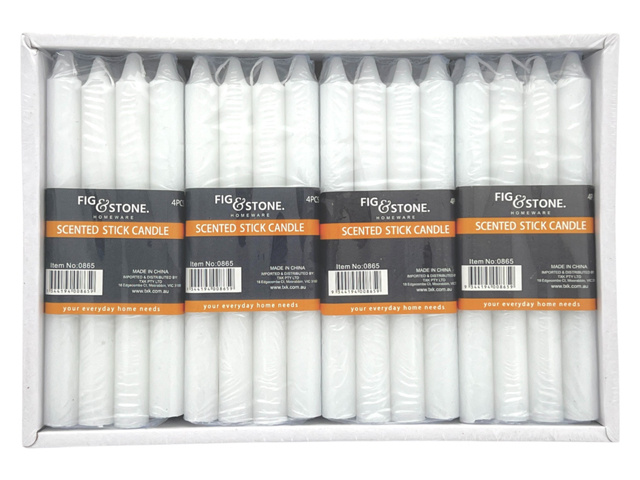 CANDLE STICK SCENTED WHITE 4PC