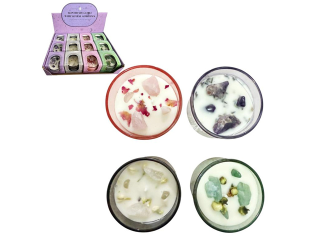 GEM GLOW CRYSTAL CANDLES SOY WAX 4ASST UN12