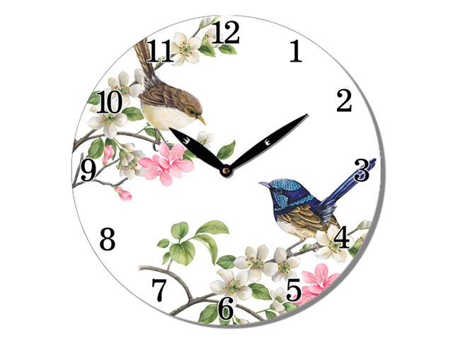 28.8CM MDF BLUE WREN CLOCK