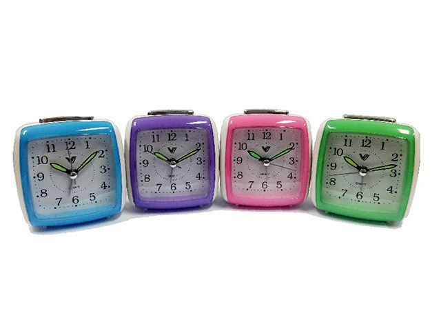 SQUARE SWEEP ALARM CLOCK 4ASST