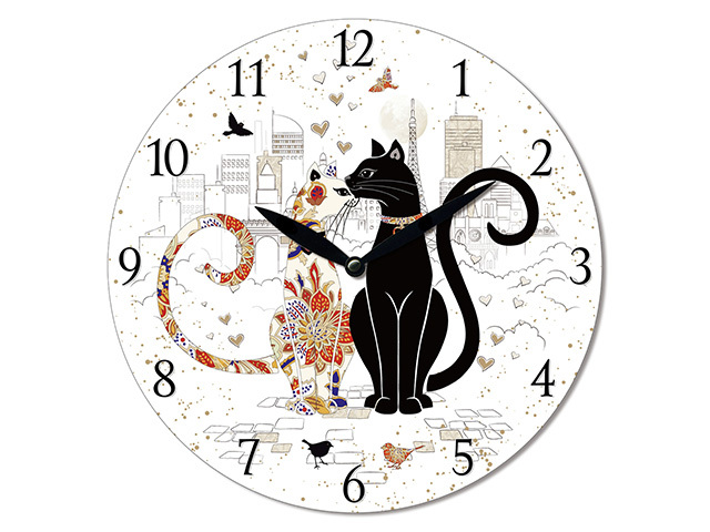 28.8CM MDF CAT COUPLE WALL CLOCK