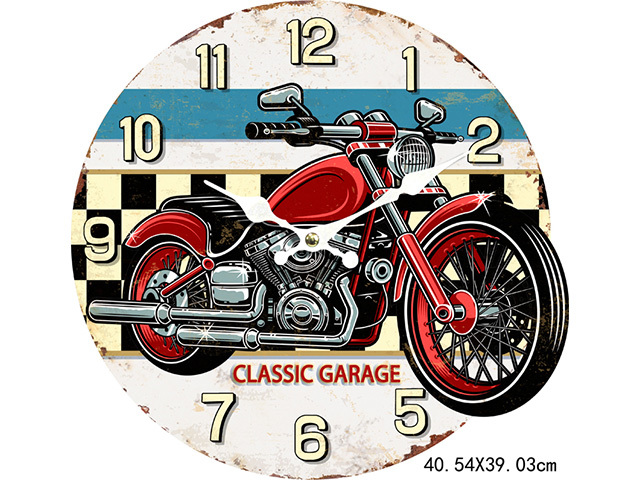 IRON PLATE CLOCK BIKE 38x38cm