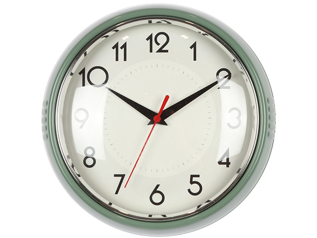 GREEN PLASTIC WALL CLOCK 24X24X6.5CM
