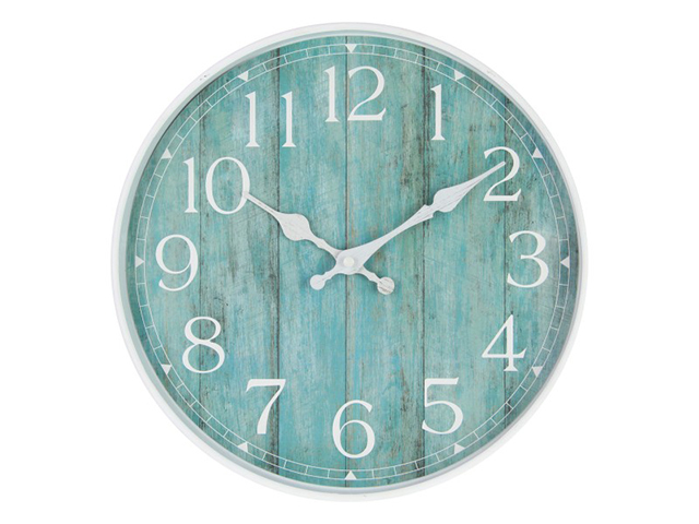 29CM WHITE CLOCK WITH GREEN INSERT