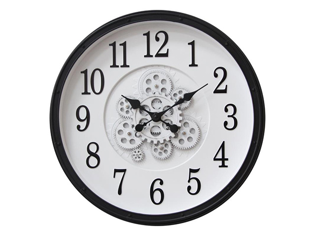 50CM BLACK COG CLOCK WITH NUMBERS