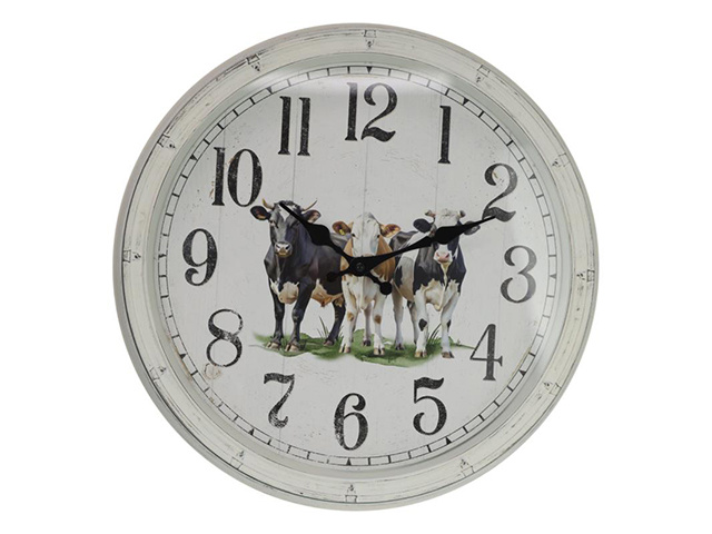 40CM BLACK AND WHITE COW CLOCK